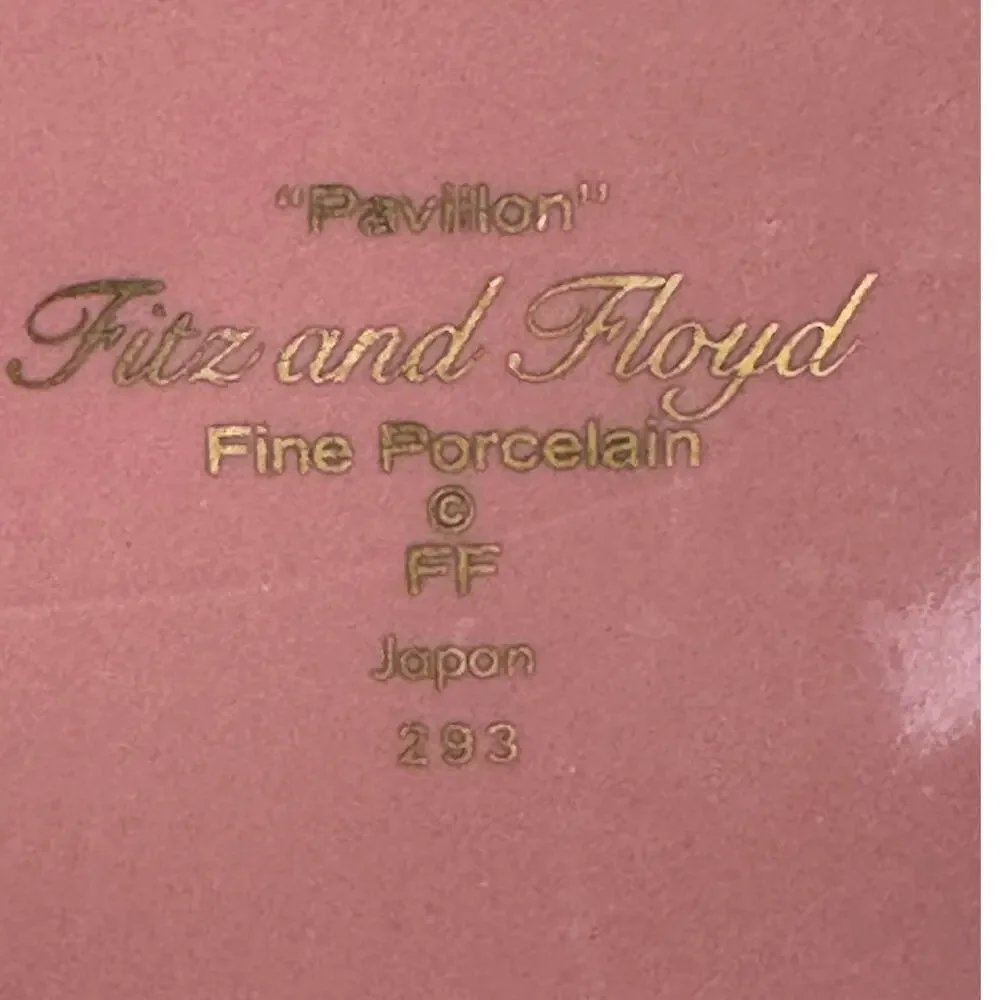 Fitz & Floyd Rare Pavillion Peach Coral Retired 1987-1988 1 Mug and 4 Saucers